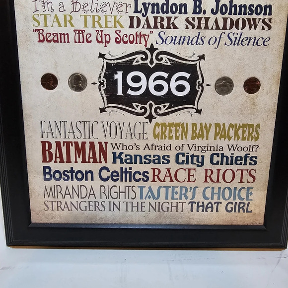 A Year In Time Celebration Wall Frame Collection 1966 With COA 14" × 16" - Picture 2 of 9
